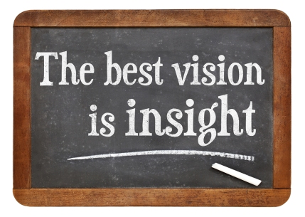 the best vision is insight phrase  on a vintage slate blackboard